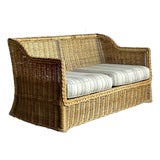 Vintage Coastal Braided Rattan Loveseat For Sale