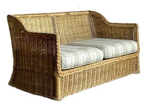 Vintage Coastal Braided Rattan Loveseat