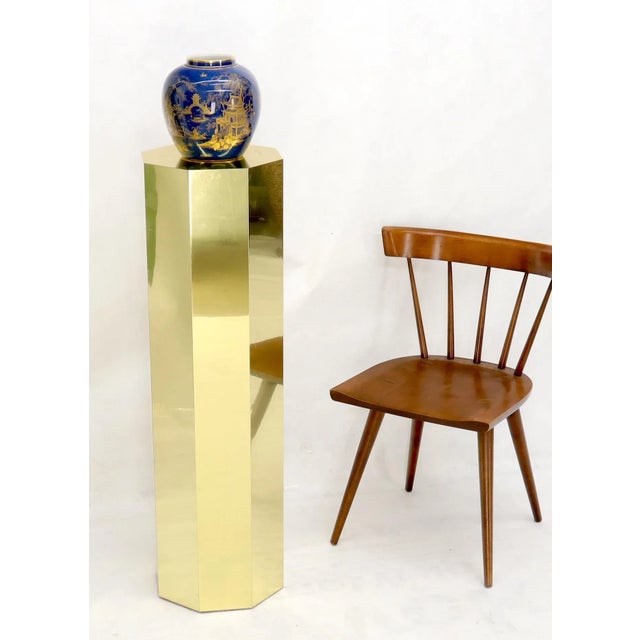 Mid-Century Modern brass-clad octagon shape custom made pedestal.