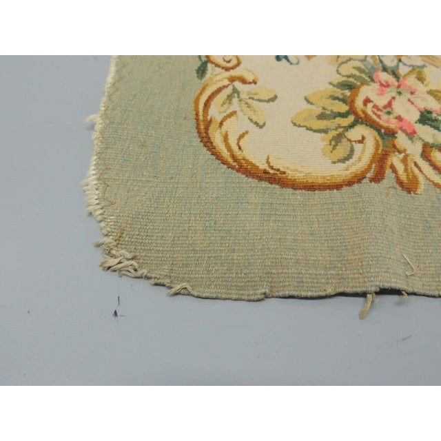 Vintage Pink and Green Aubusson Tapestry Chair Back Cover For Sale - Image 4 of 4