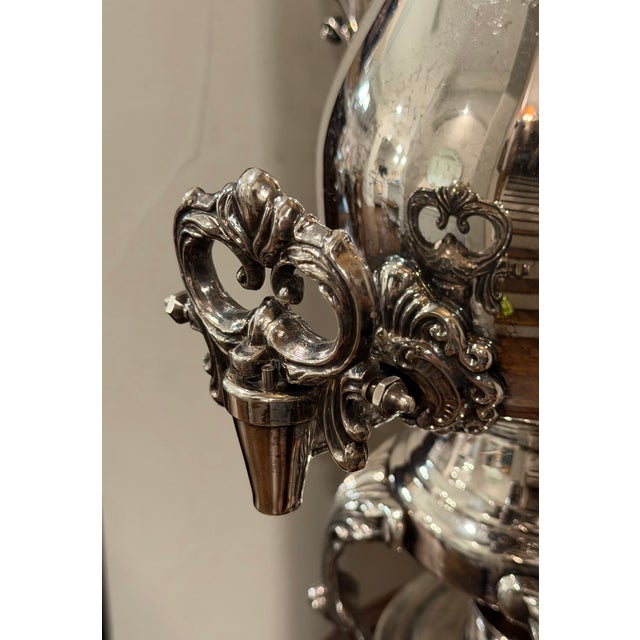 Early 20th Century Vintage F B Rogers Silverplate Coffee Urn Samovar With Burner For Sale - Image 5 of 10