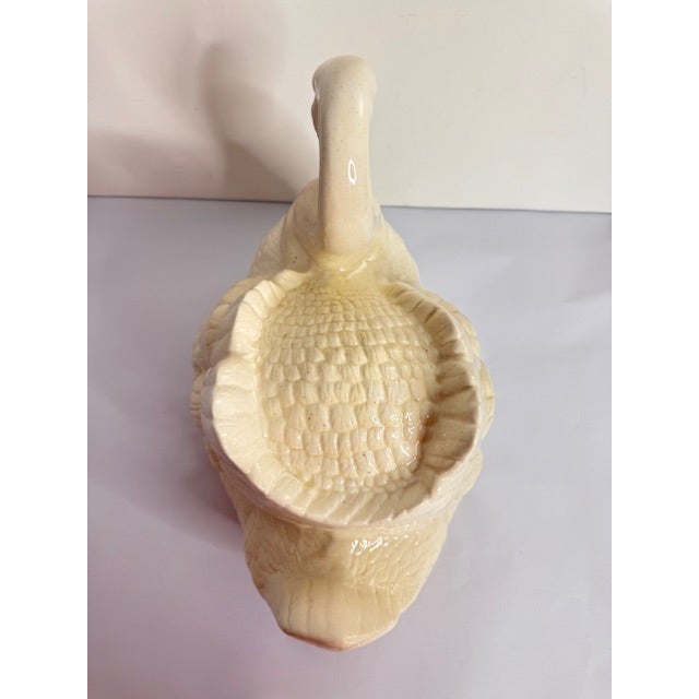 Vintage Ceramic Swan Soup Tureen With Coordinating Ladle – Cream Speckled Glaze, Cottage Farmhouse Serveware For Sale - Image 11 of 18