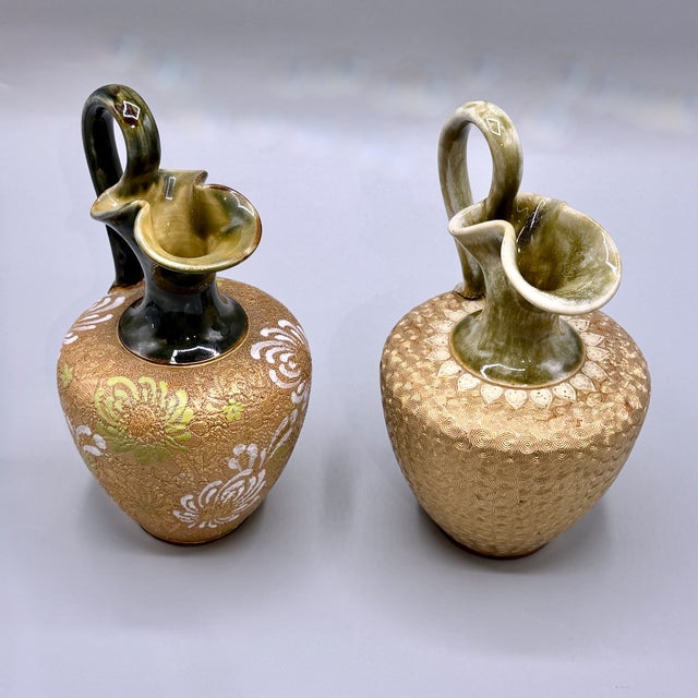 Ceramic Antique Art Nouveau Stoneware Vases from Royal Doulton Lambeth, 1890s, Set of 2 For Sale - Image 7 of 18
