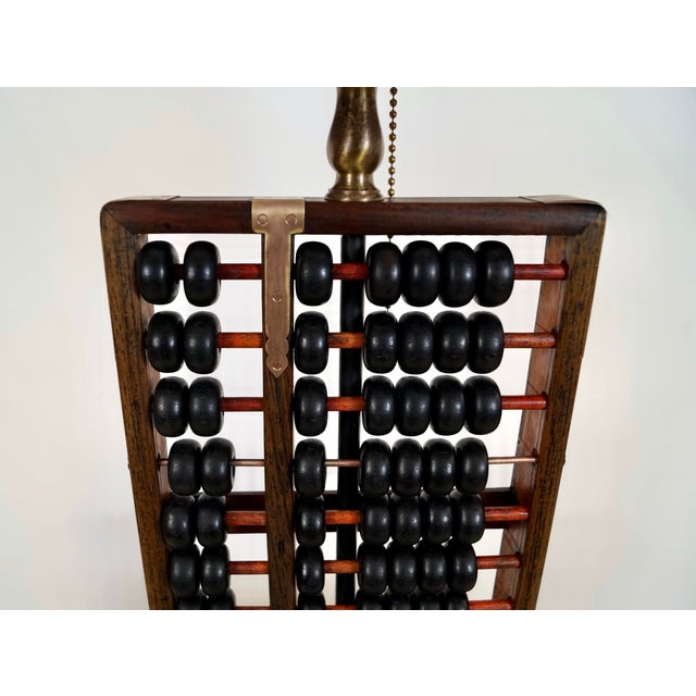 Brown 1950’s Mid-Century Asian Modern Abacus Table Lamp For Sale - Image 8 of 12