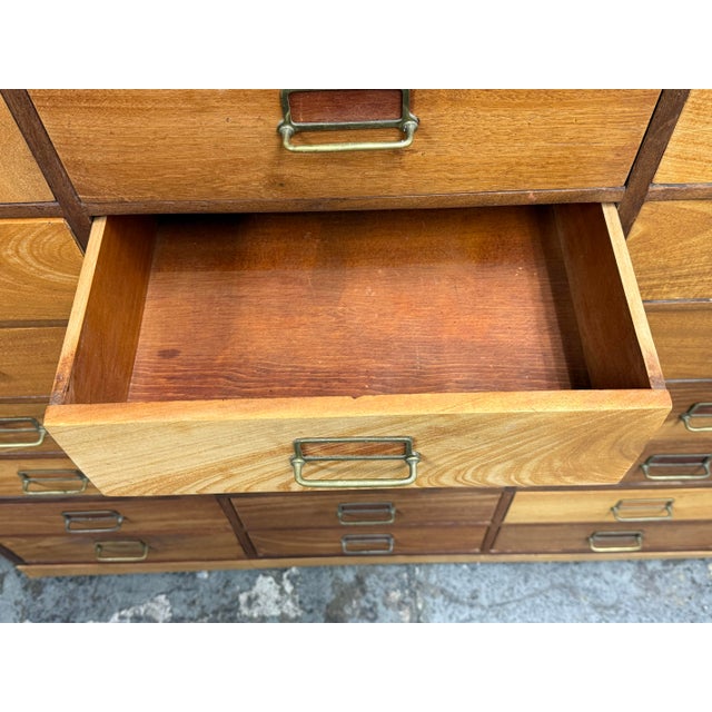 Thirty Two Drawer Apothecary Wood Cabinet, Vintage For Sale - Image 10 of 12