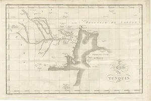 Antique French Engraved Map of Tonkin and Hainan Island, 18th Century