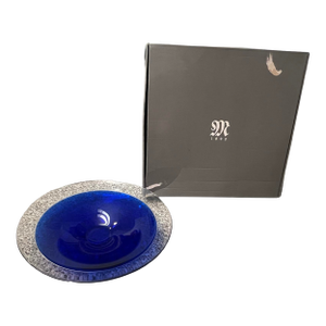 Vintage Maleras Sweden Crystal Art Glass Bowl Cobalt Blue Original Box Swedish MCM Art Glass Catchall