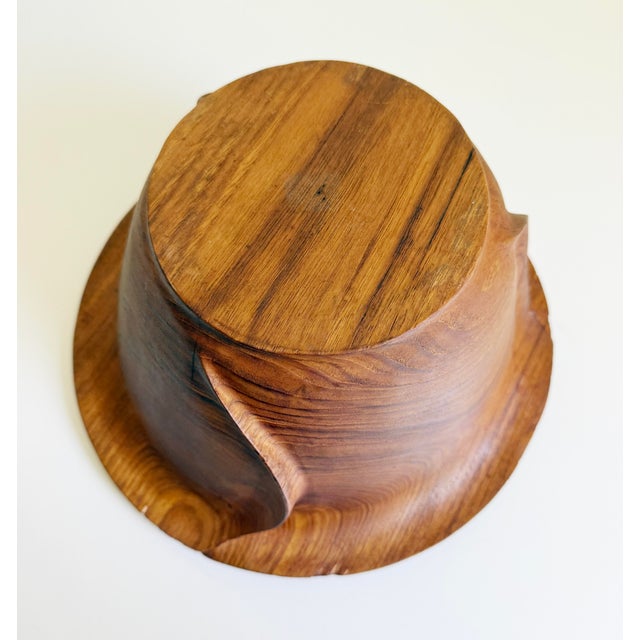 Biomorphic Carved Teak Wood Bowl For Sale - Image 9 of 9