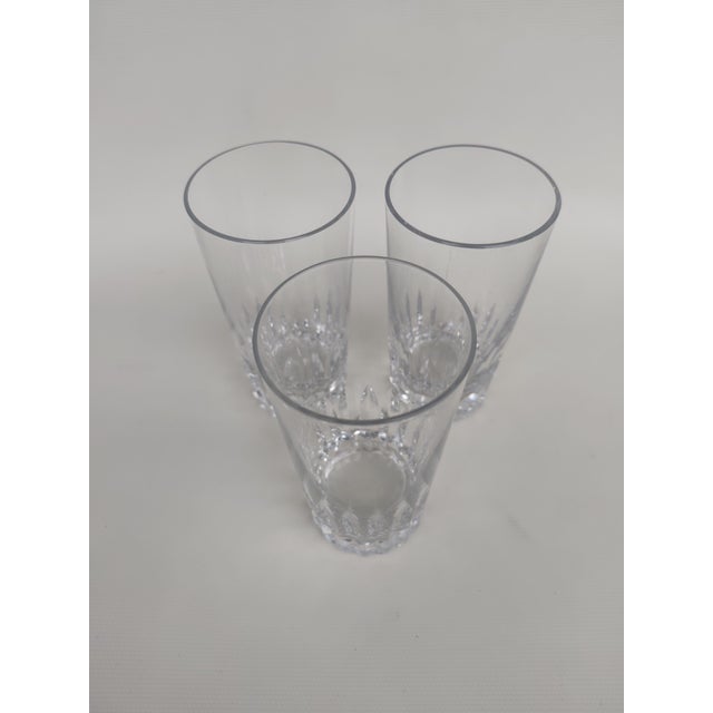 Three large Baccarat crystal long drink tumblers, Piccadilly pattern. 14.3 cm tall. Blade and diamond point pattern. These...