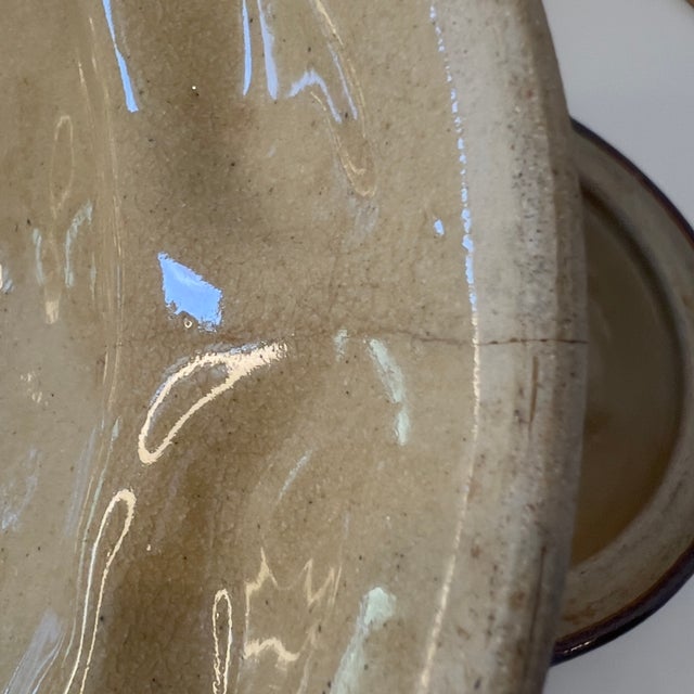 Ceramic Vintage Studio Art Pottery Stoneware Seafoam Blue Dungeness Crab Signed Jeff Tinius Storm Lake Pottery Casserole Covered Dish For Sale - Image 7 of 14