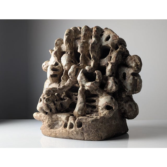Ceramic Large Organic Sculpture in Glazed Stoneware with Coral Forms, 2002 For Sale - Image 7 of 16