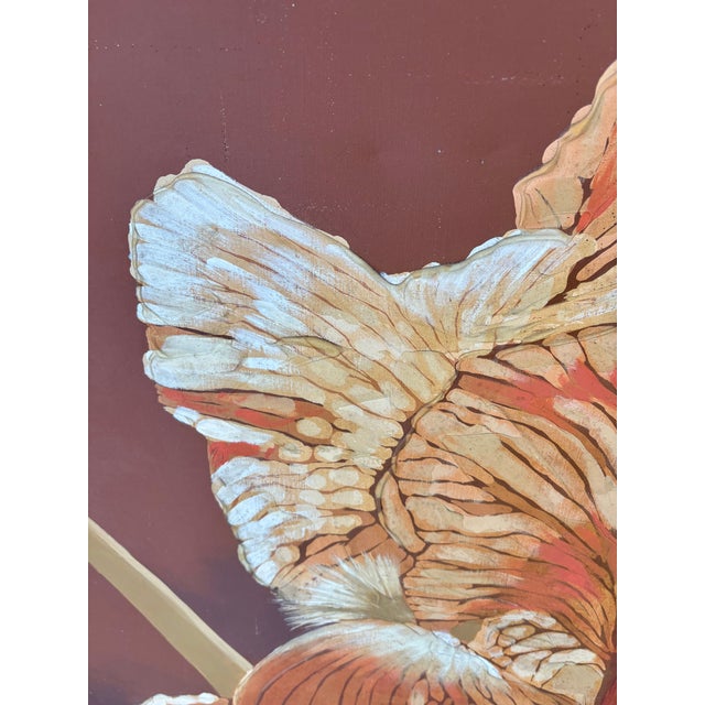 Giant Vintage 70s Painting of a Flower in Original Frame For Sale - Image 10 of 10