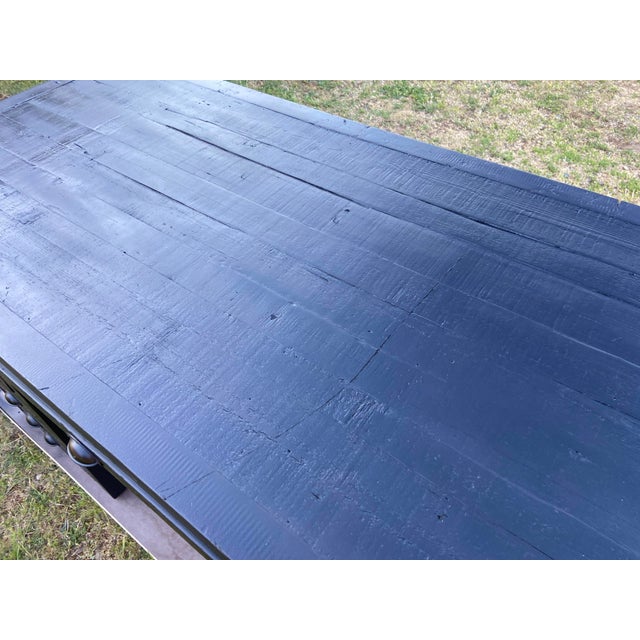 Rh Restoration Hardware Printmakers Executive Desk With Distressed Wood For Sale - Image 11 of 12