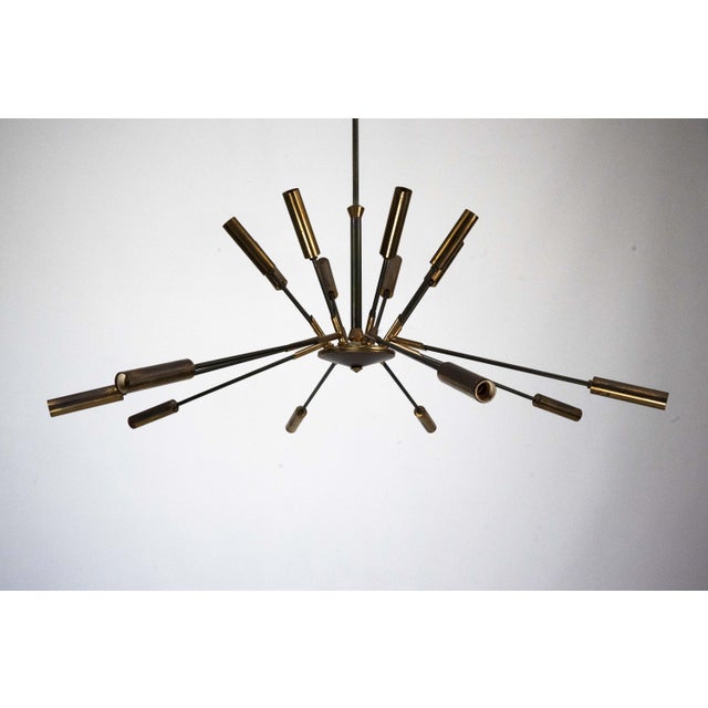 Gold Brass Sputnik 16-Arm Chandelier from Stilnovo, Italy, 1950s For Sale - Image 8 of 12