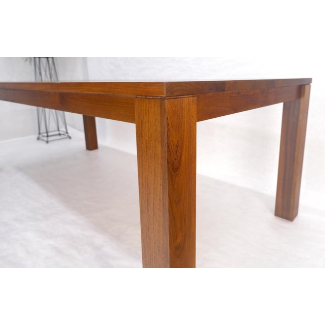 Brown Massive Solid TEAK 41x87 Dining Conference Table Parsons Style MINT For Sale - Image 8 of 11