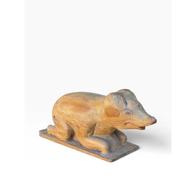Folk Art Antique Folk Art Pig Sculpture For Sale - Image 3 of 6