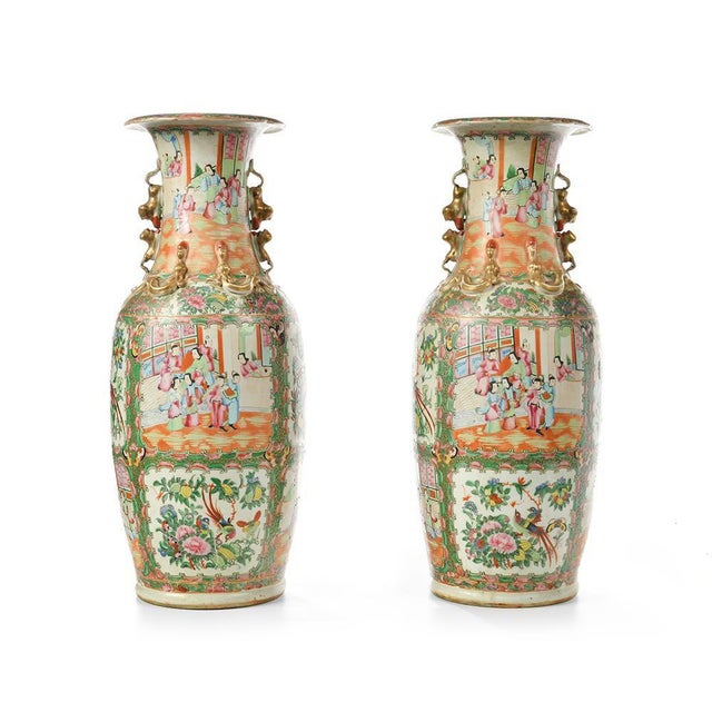 Gold Canton Vases, Set of 2 For Sale - Image 8 of 8