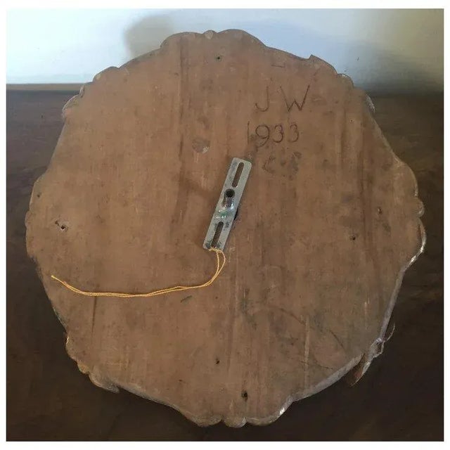 Large Neoclassical Acanthus Leaf Carved & Gilt Wood Ceiling Medallion for Lantern or Chandelier Carving Signed & Dated 1933 For Sale - Image 10 of 13