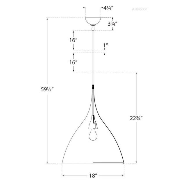 Modern AERIN for Visual Comfort Signature Agnes Medium Pendant in Matte Black with Gild Interior For Sale - Image 3 of 3