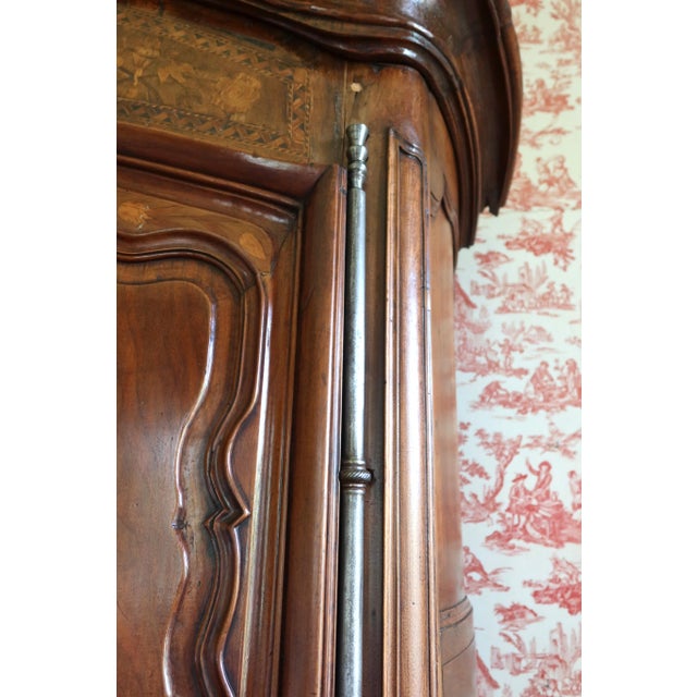 Louis XV Curved Walnut Wardrobe For Sale - Image 9 of 16