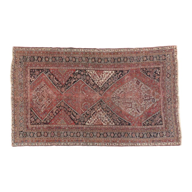 Antique Oliver Nomadic Village Rug, 5 x 8.3 For Sale