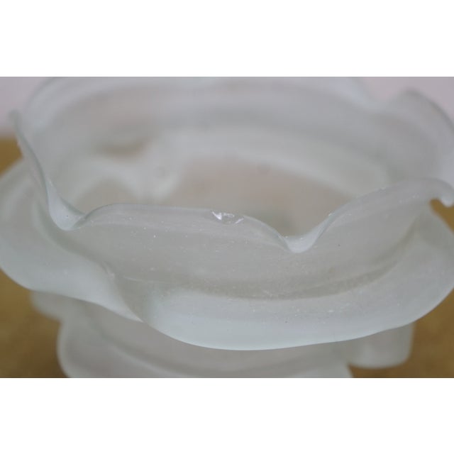 Early 20th Century Antique Frosted Satin Glass Rose Flower Chandelier Lamp Shades 4" - Set of 2 For Sale - Image 5 of 9