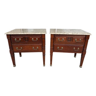 Late 20th Century Pair of Harden Nightstands With Granite Tops For Sale