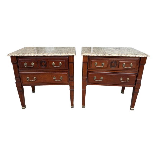 Late 20th Century Pair of Harden Nightstands With Granite Tops For Sale
