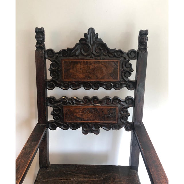17th Century Set of an Italian Renaissance walnut armchair and pair of chairs For Sale - Image 6 of 12