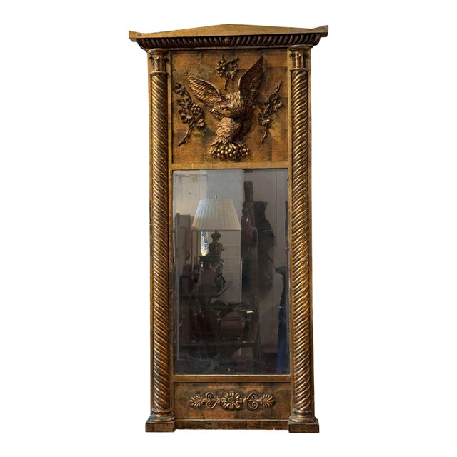 19th Century Giltwood Pier Mirror With Carved Eagle For Sale