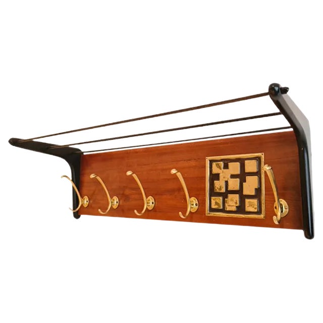 Coat Rack with Brass Details by Alfred Hendrickx For Sale