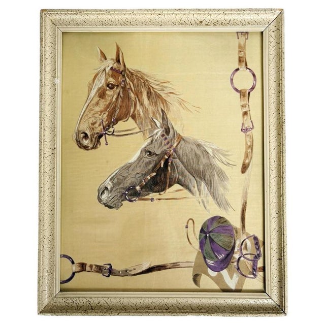 Silk Painting of Horses, France, 1970s For Sale - Image 10 of 10