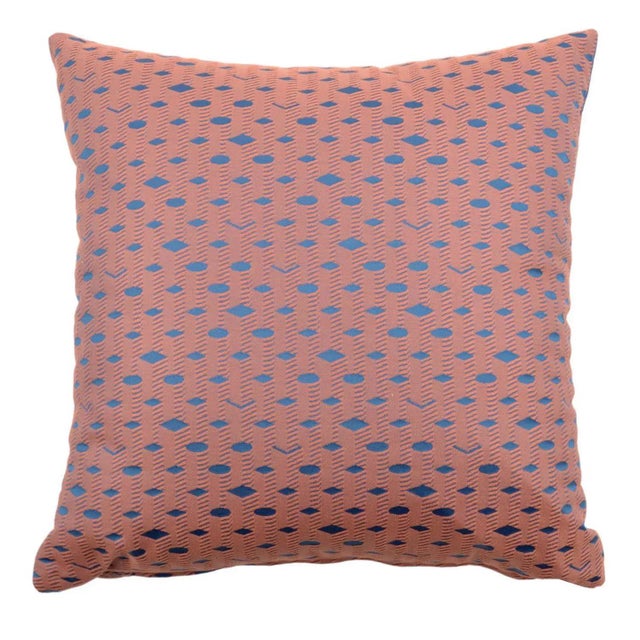 Sartorial inlay square cushion in an architectonic jacquard fabric designed by Lanzavecchia + Wai Studio for l'Opificio, a...