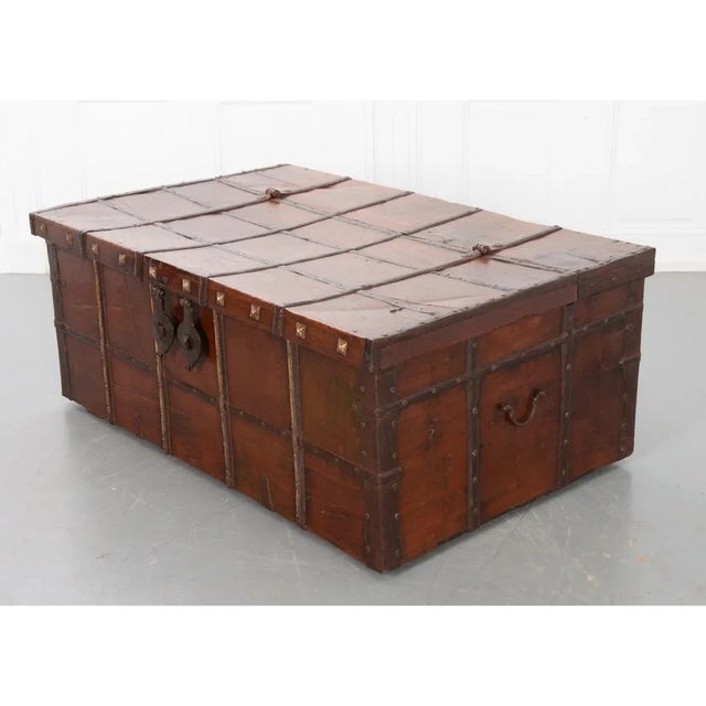 19th Century English 19th Century Teak and Iron-Framed Trunk For Sale - Image 5 of 13