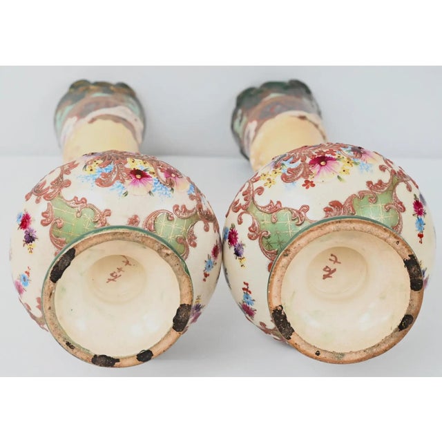 Rare and magnificent Pair of Japanese Enameled Porcelain Vases Imperial Meiji Period. This unique pair of antique hand-...