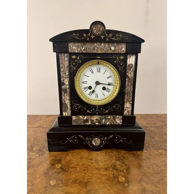 Antique Victorian Marble Mantle Clock, 1880 For Sale - Image 4 of 5