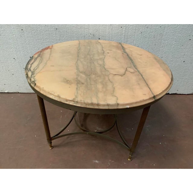 Louis XVI Style Side Table in Brass and Marble, 1900s For Sale - Image 4 of 8