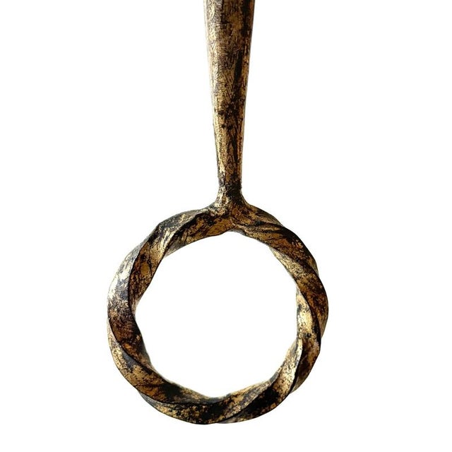 Arts and Crafts Golden Hand-Forged Six-Light Iron Chandelier, Germany, 1920s For Sale - Image 13 of 18