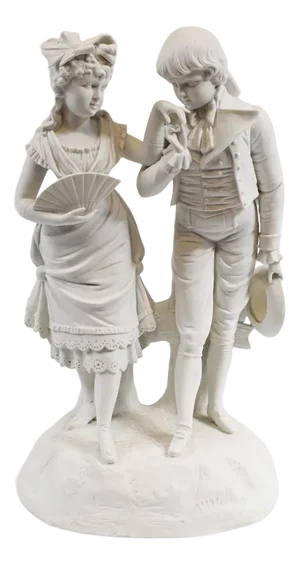 Antique Parian Biscuit Ware Lovers Statue, Set of 2
