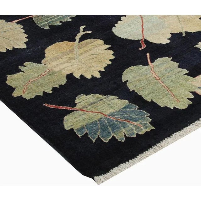 Black Handwoven Persian Gabbeh Area Rug 6'8" X 7'3" For Sale - Image 8 of 9