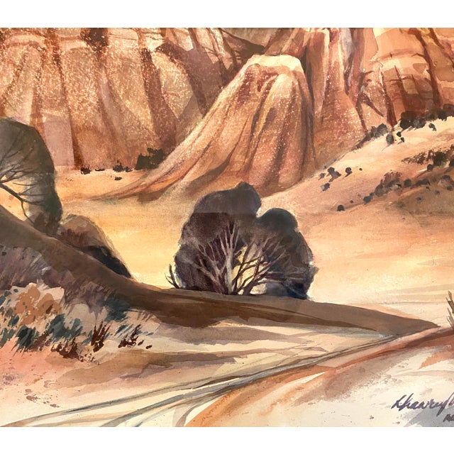 This is a beautiful original painting by Dorothy Lawrey Vorhees, depicting a dramatic New Mexico/Southwestern mountain...