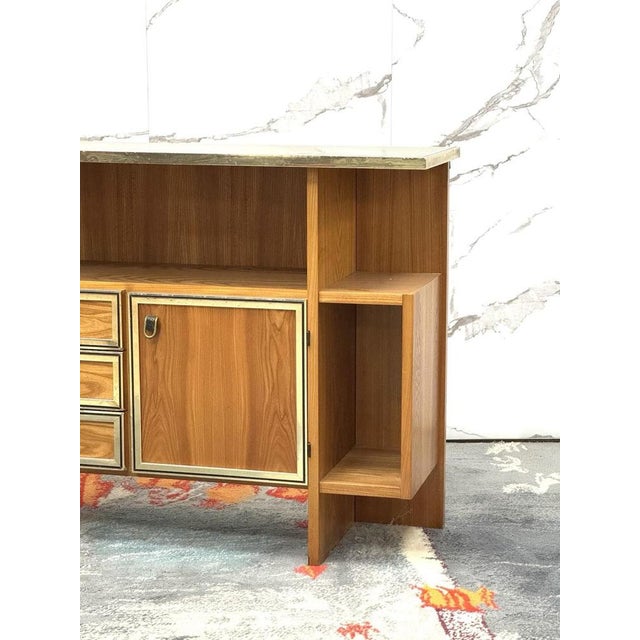 1970s Scandinavian Geometric Wood Console Table, 1970s For Sale - Image 5 of 12