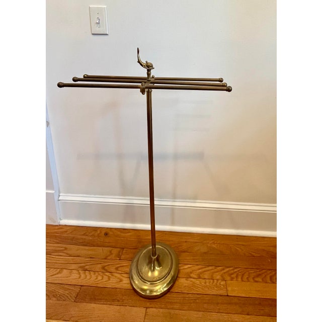 Glo-Mar Artworks Hollywood Regency Brass Towel Rack Valet Stand 1960s Fish Motif For Sale - Image 4 of 12