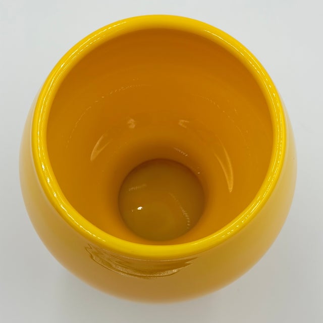 Yellow Erik Höglund Scandinavian Polished Yellow Art Glass Bulbous Vase MCM #H1682/160 For Sale - Image 8 of 9
