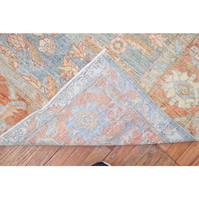 Textile Light Blue Green Antique Persian Mahal Gallery Size Rug For Sale - Image 7 of 18