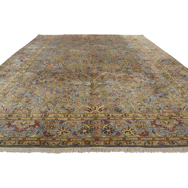 French Country Vintage Persian Kashan Rug With Signature, 07'11 X 11'06 For Sale - Image 3 of 12