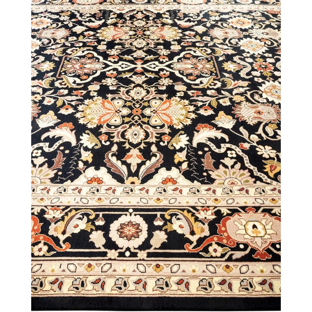 Solo Rugs Mogul, One-of-a-Kind Hand-Knotted Area Rug in Black , 9' 1" x 12' 5" For Sale - Image 4 of 8