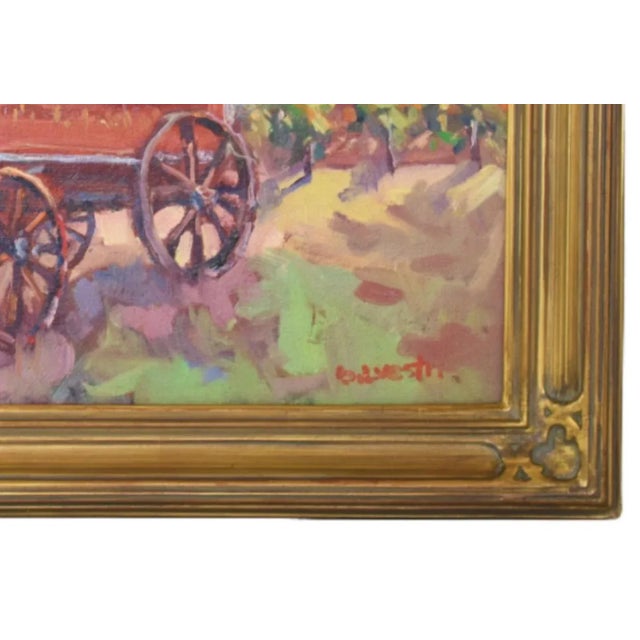 Silvio Silvestri, Listed Artist (1948-2018) California Farmland Landscape Painting W/ Antiqued Ornate Gold Frame For Sale In Los Angeles - Image 6 of 10