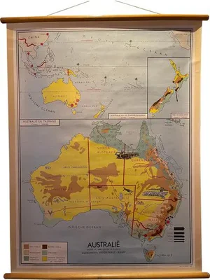 Vintage Dutch Chart of Australia, 1952