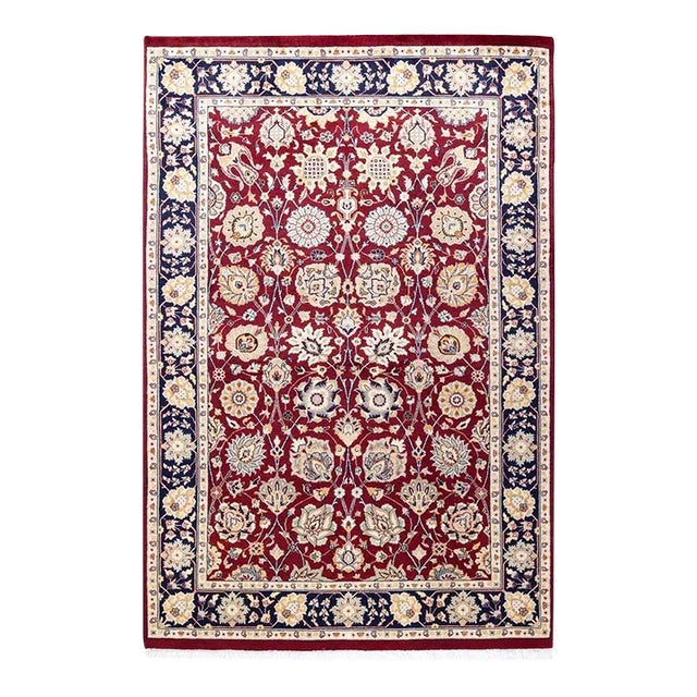 Mogul, One-of-a-Kind Hand-Knotted Area Rug in Red, 4' 2" x 6' 2" For Sale